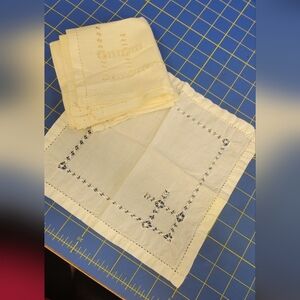 Bundle of 6 Vintage 1940s Embroidered Cream Cloth 9.5" Napkins